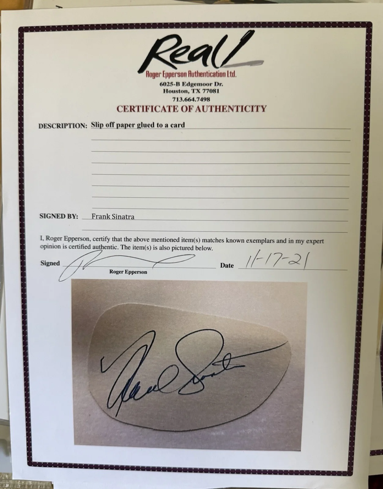 Rare Frank Sinatra SIGNED Slabbed Autograph Beckett Also Epperson LOA, image 3