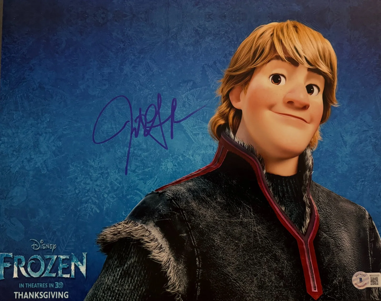 Jonathan Groff — *KRISTOFF IN FROZEN* JONATHAN GROFF SIGNED 11X14 PHOTO BECKETT AUTO