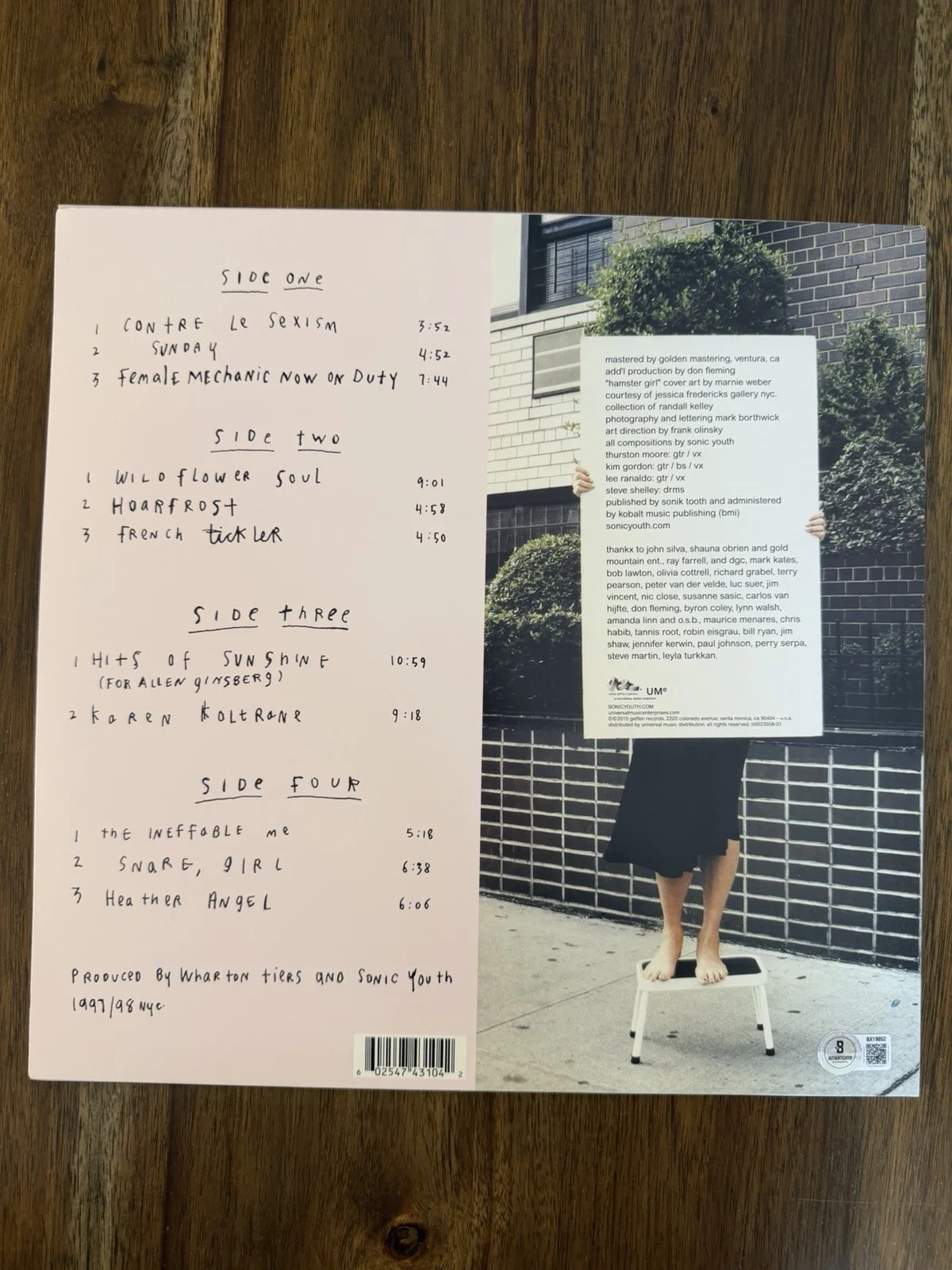 Kim Gordon ‘Sonic Youth’ Signed Vinyl Album ‘A Thousand Leaves’ Beckett, изображение 2