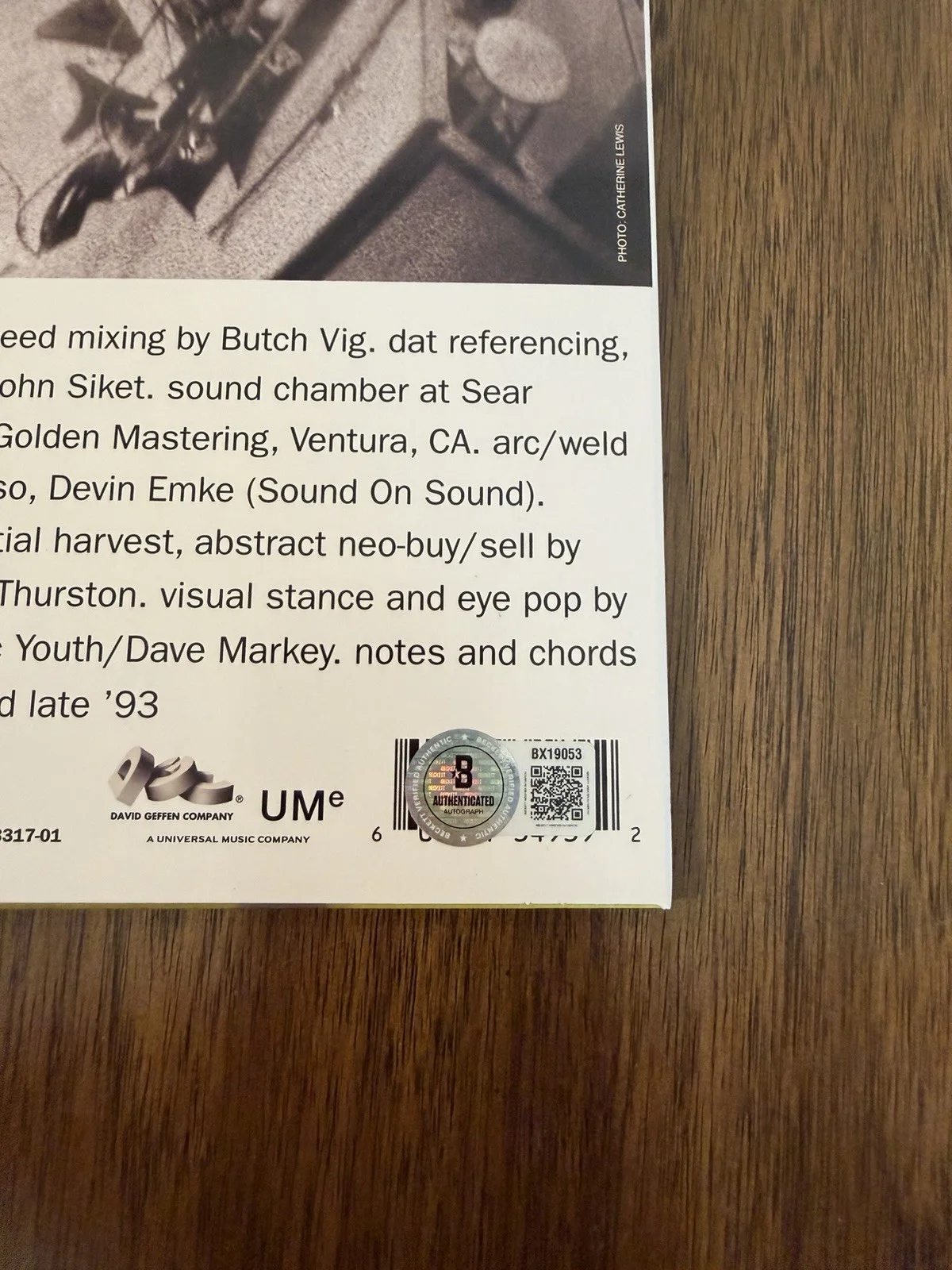 Kim Gordon ‘Sonic Youth’ Signed Vinyl Album ‘Experimental Jet Set’ Beckett, image 4