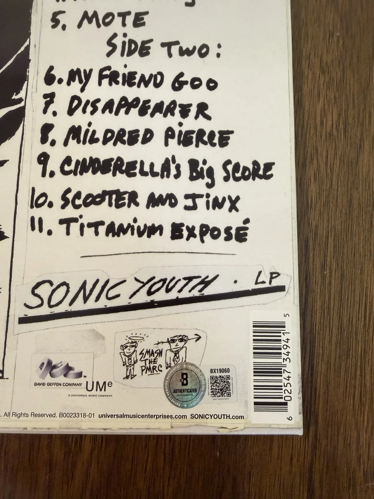 Kim Gordon ‘Sonic Youth’ Signed Vinyl Album ‘Goo’ Beckett BSA Certified, изображение 3