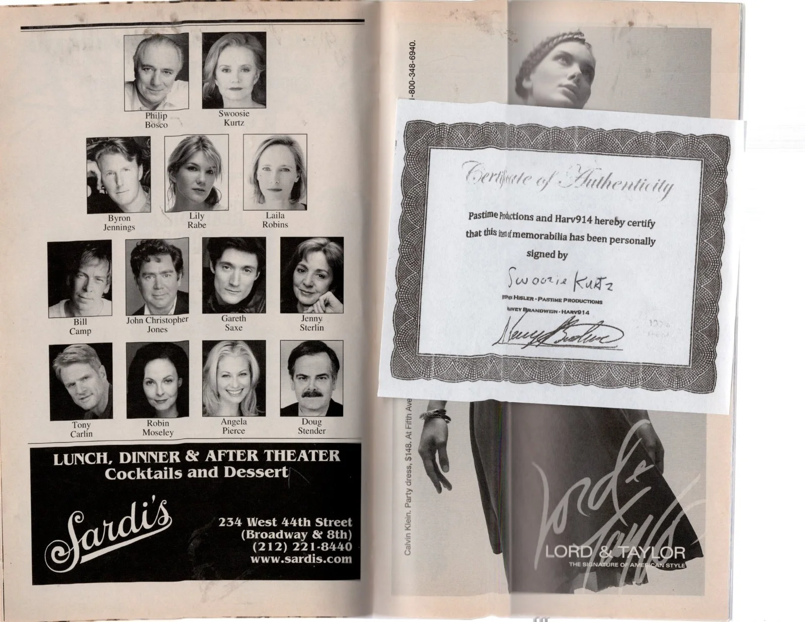 SWOOZIE KURTZ — Heartbreak House Signed Playbill Broadway by Swoosie Kurtz x, изображение 2