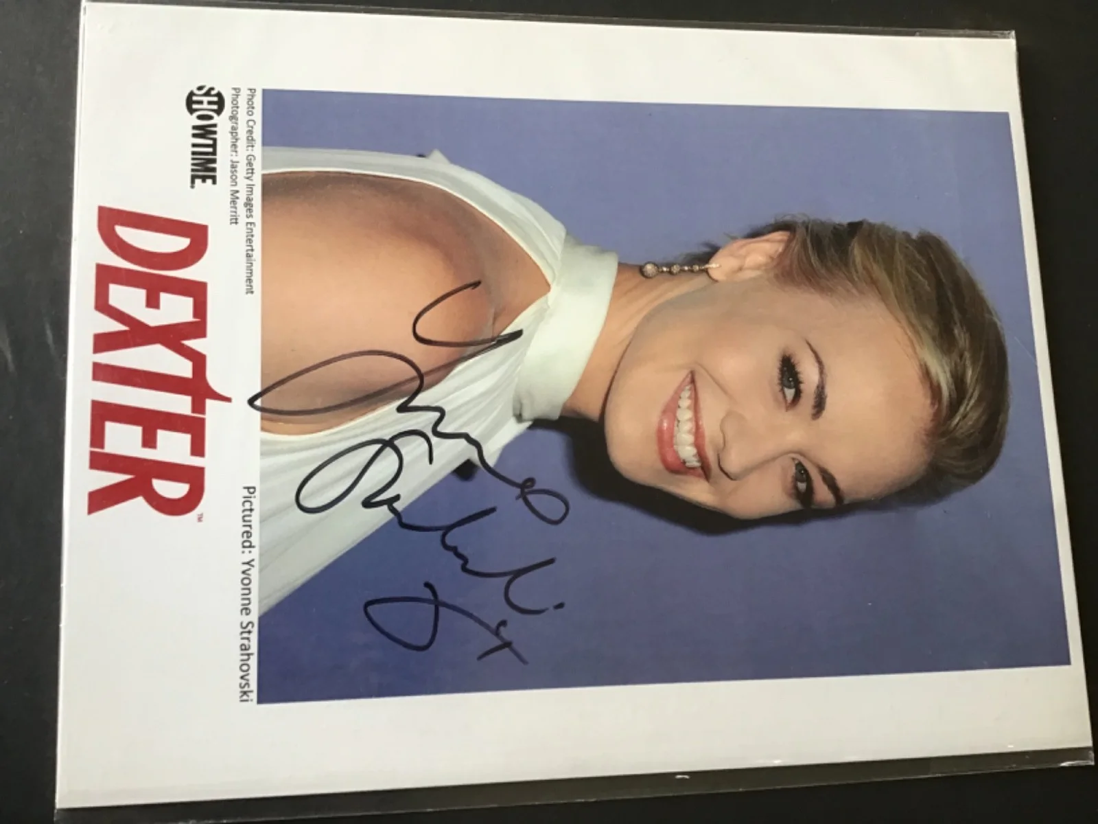 YVONNE STRAHOVSKI — SDCC 2012 YVONNE STRAHOVSKI SIGNED 8.5”x11” Dexter PHOTO VERY RARE Chuck FINE