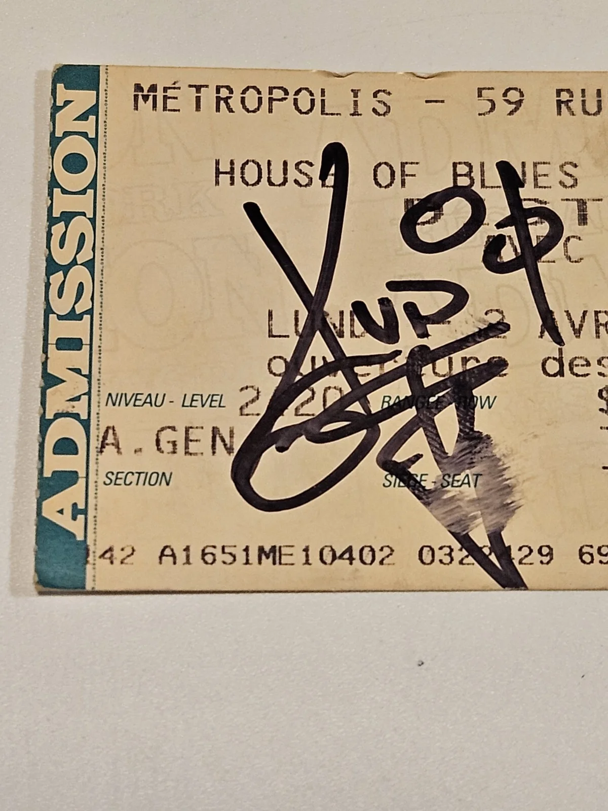 4/2/2001 Montreal House Of Blues MUDVAYNE Band Autographed Signed Ticket Stub, изображение 3
