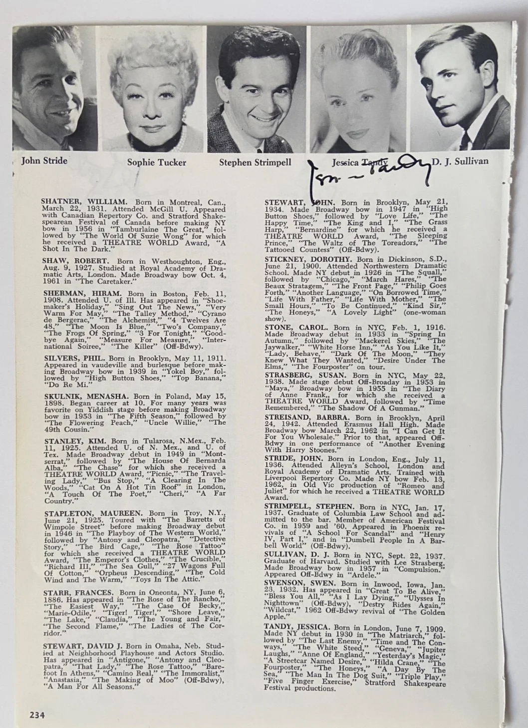 Program Page Signed-front & back- Paul Roebling, Jessica Tandy, & Carol Rossen, image 2