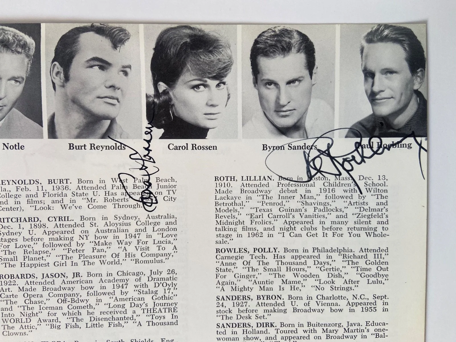 Program Page Signed-front & back- Paul Roebling, Jessica Tandy, & Carol Rossen, image 3