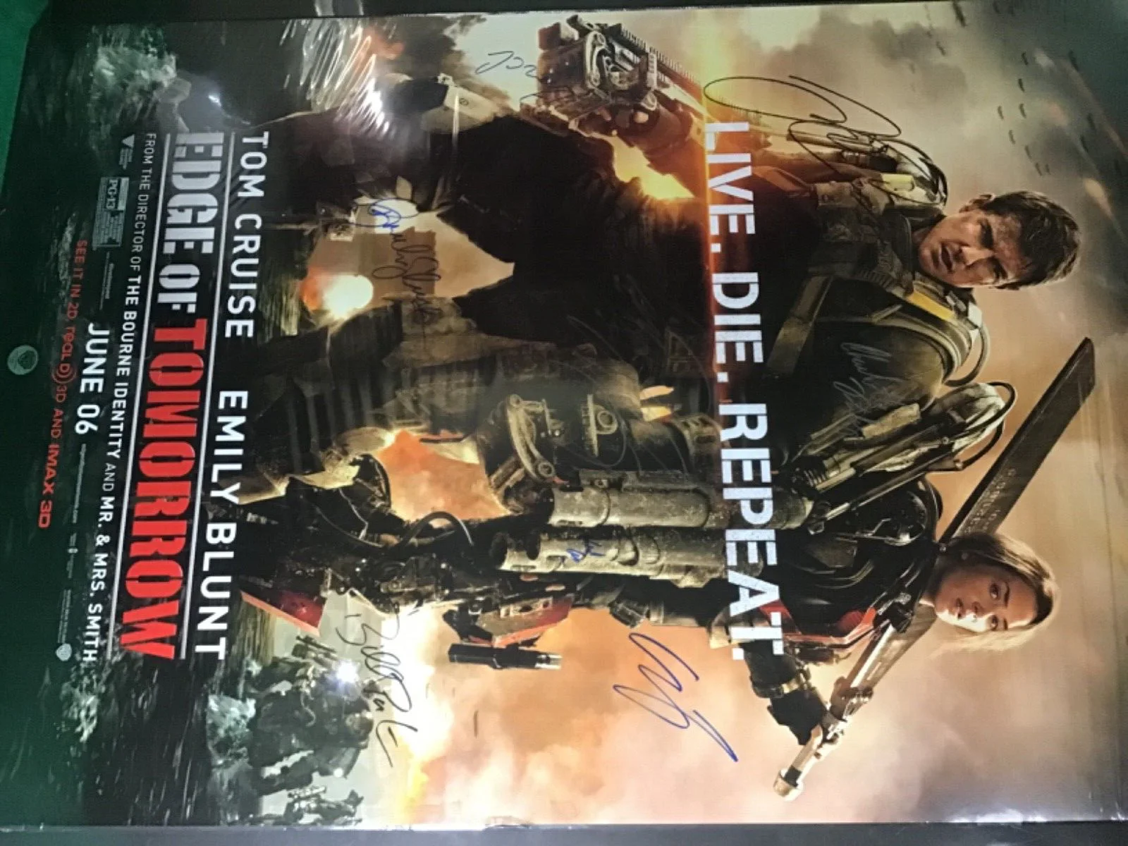 TOM CRUISE — EDGE OF TOMORROW World Premiere Poster #7/50 SIGNED x TOM CRUISE Emily Blunt +6!