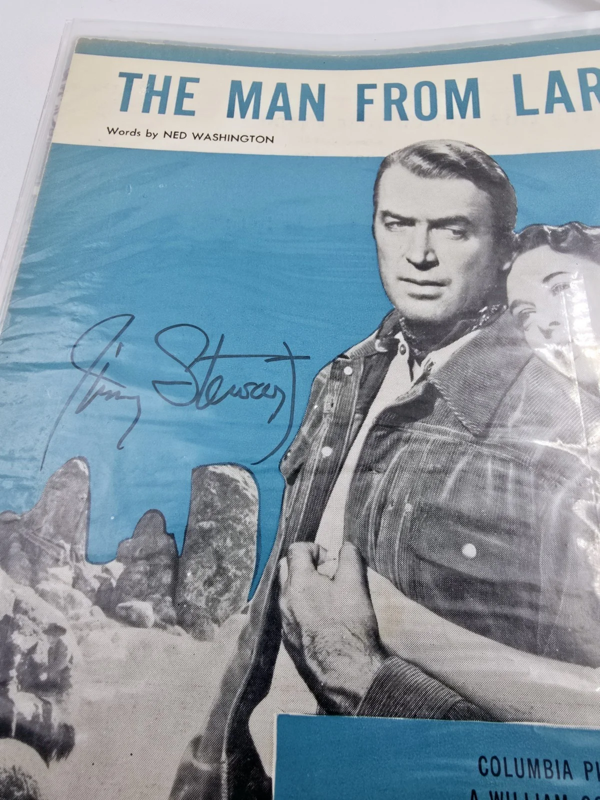 Jimmy Stewart Signed Autographed Sheet Music 12x9 The Man From Laramie, image 2
