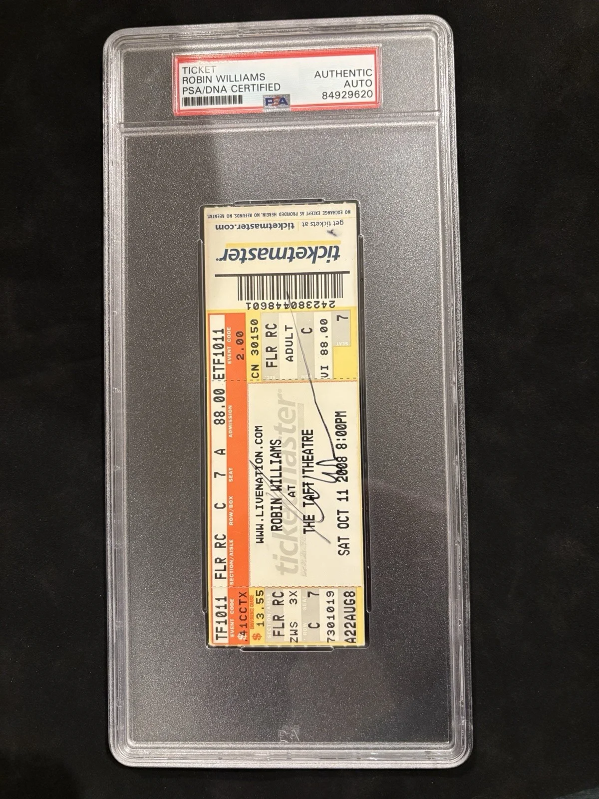 ROBIN WILLIAMS signed Comedy Stand-up ticket - PSA/DNA Slabbed - w/ Photo Proof, image 2