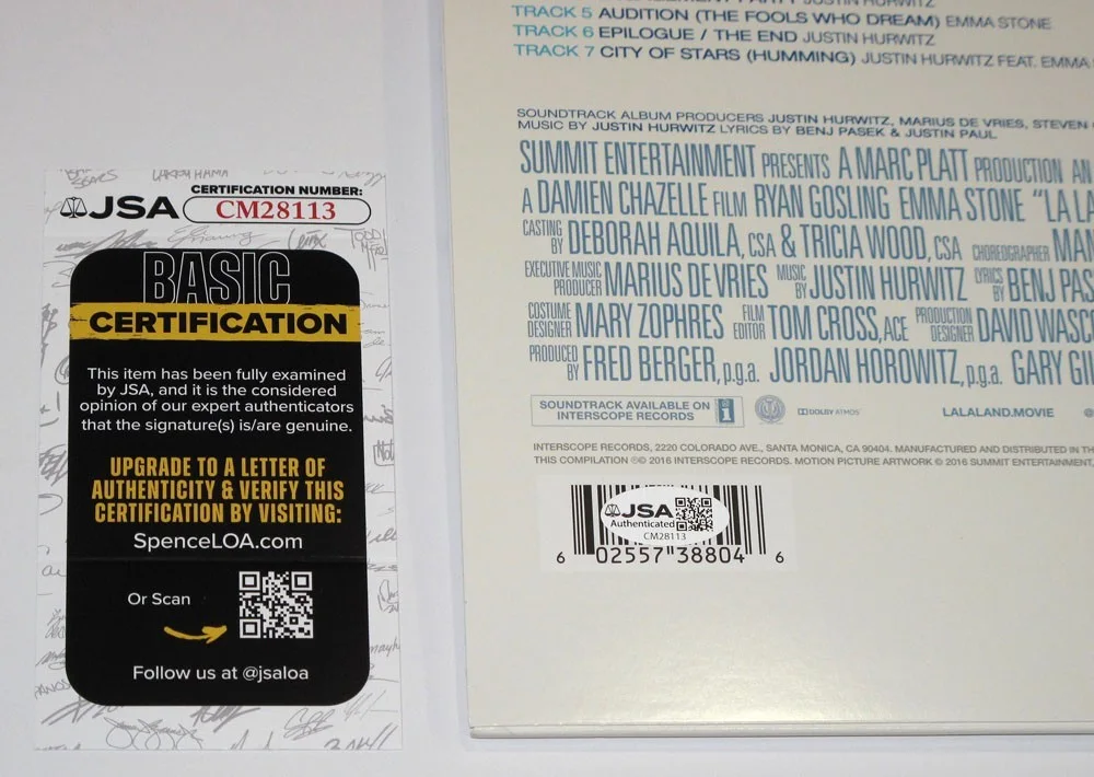 Justin Hurwitz — Justin Hurwitz signed "LA LA LAND" Vinyl Album c Emma Stone Ryan Gosling JSA COA, изображение 3