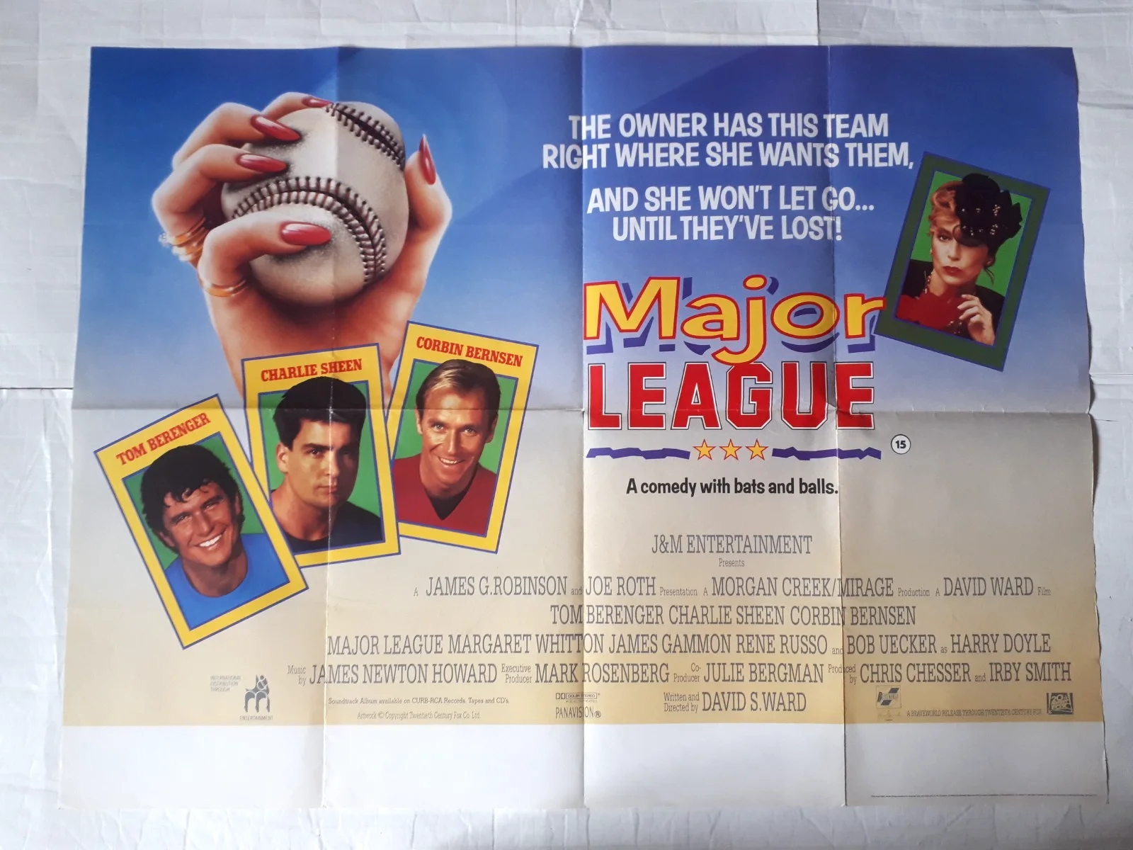 Major League 1989 ORIGINAL Poster UK Quad 30x40" 1980s charlie sheen, изображение 2