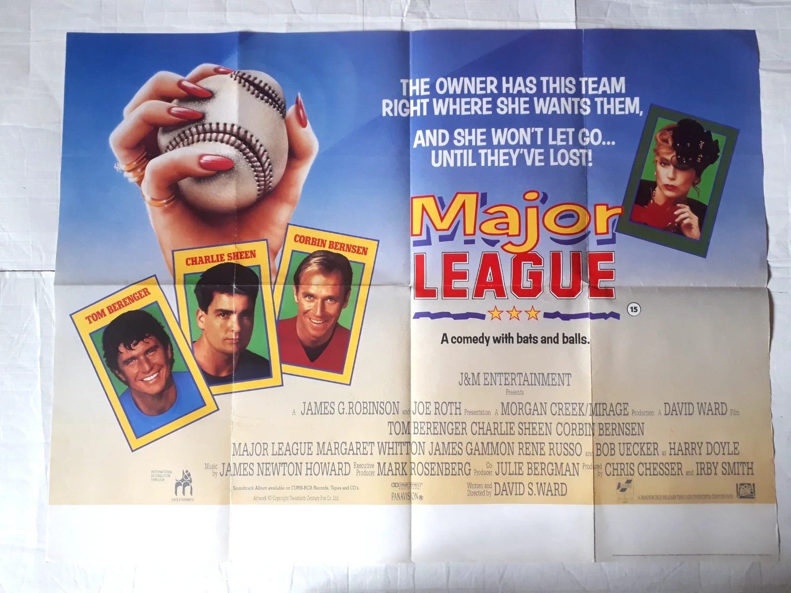 Major League 1989 ORIGINAL Poster UK Quad 30x40" 1980s charlie sheen, изображение 3
