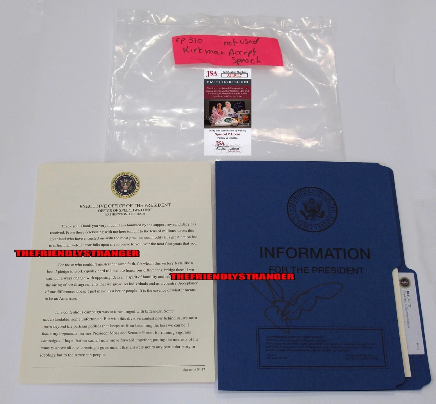 KEIFER SUTHERLAND — Rare KIEFER SUTHERLAND signed "DESIGNATED SURVIVOR" Pres. ACCEPT SPEECH Prop JSA, image 5