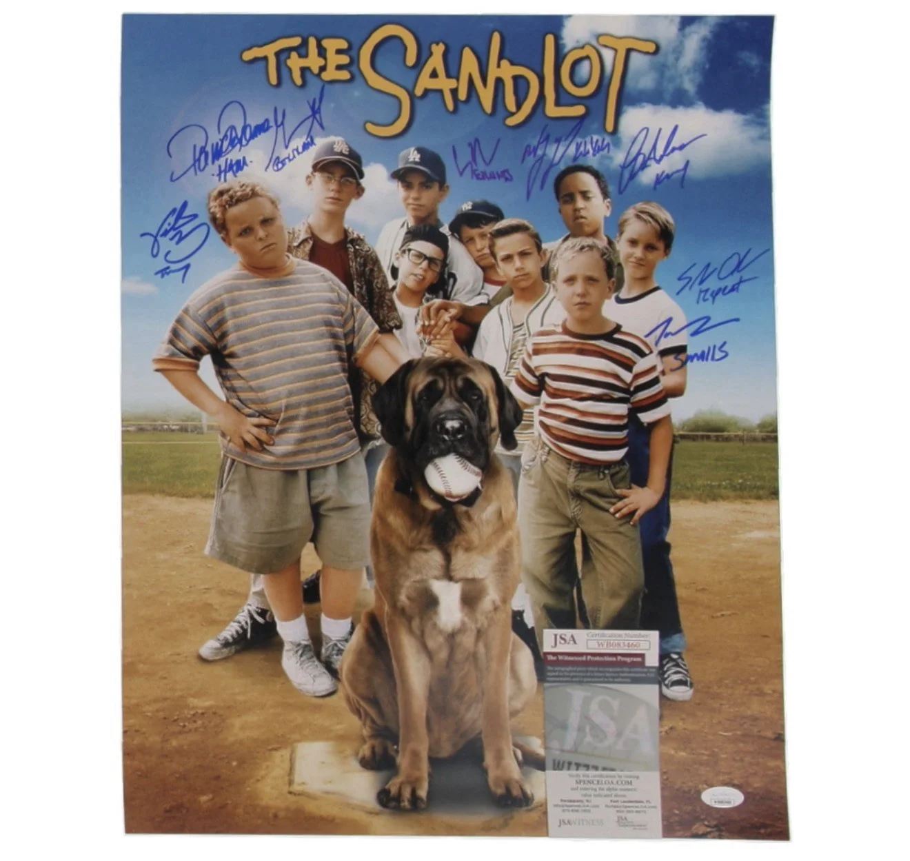 Patrick Renna — The Sandlot Cast Signed 16x20 Photo JSA Auto Renna Guiry York Adams +, изображение 2
