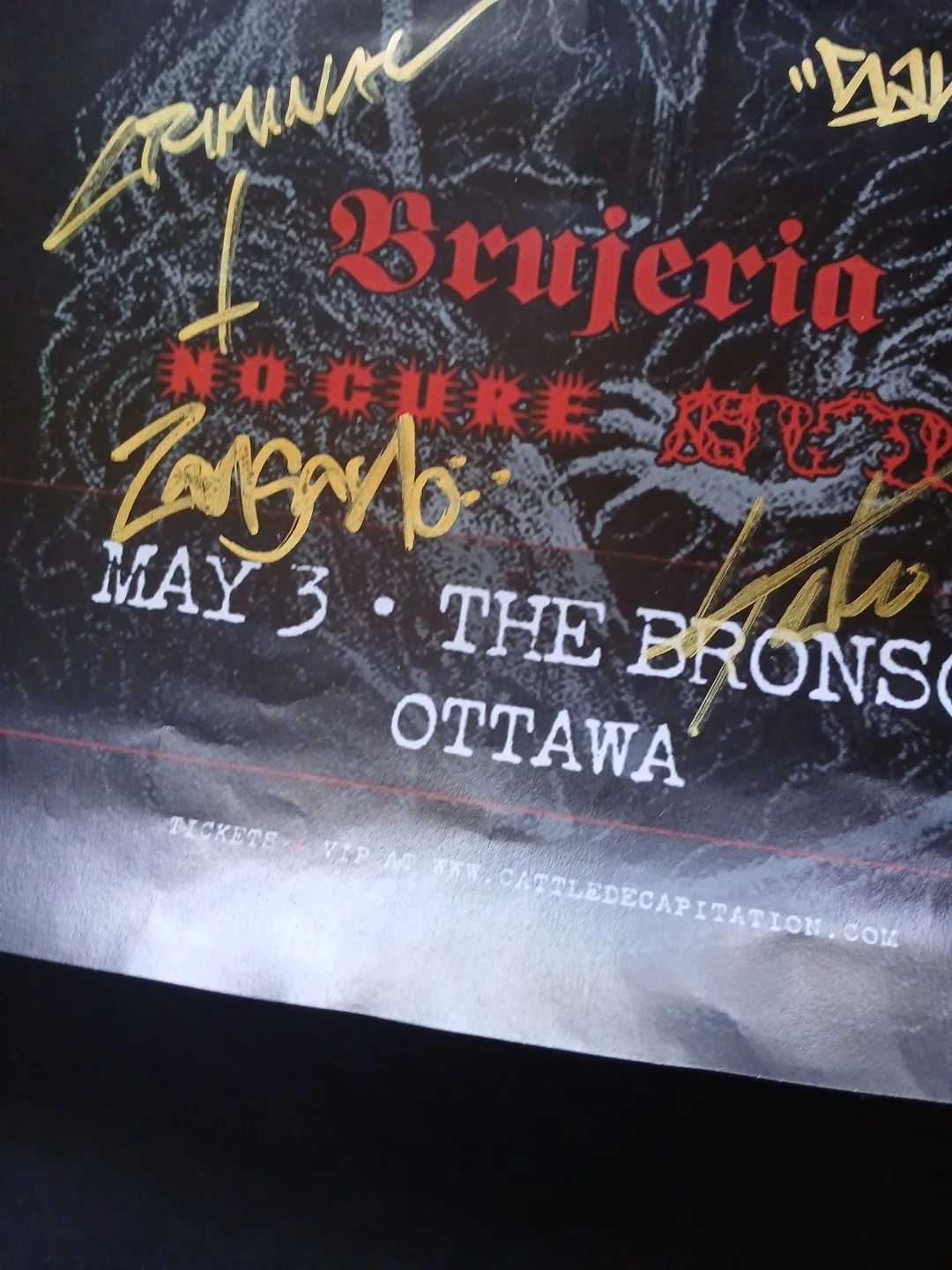 AUTO Brujeria Poster Signed By Band 14"X11" May 3, 2026 Show Ottawa Cattle Decap, изображение 3