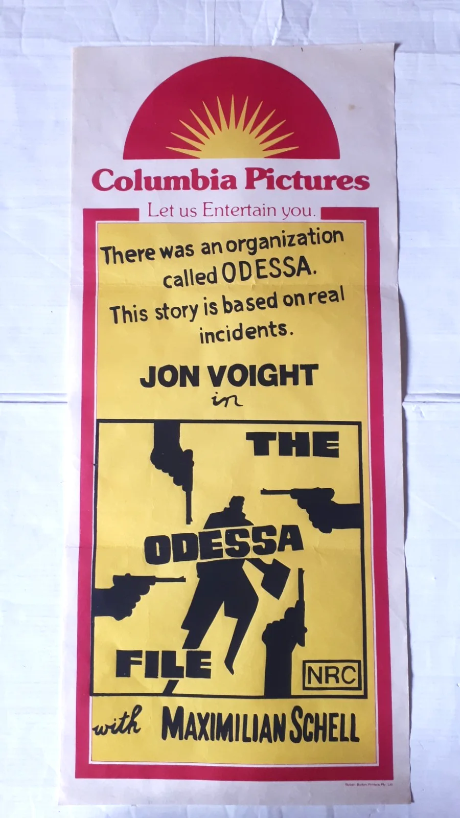 The Odessa File 1974 jon voight Austrailian daybill poster original 13.25x29.75, image 2