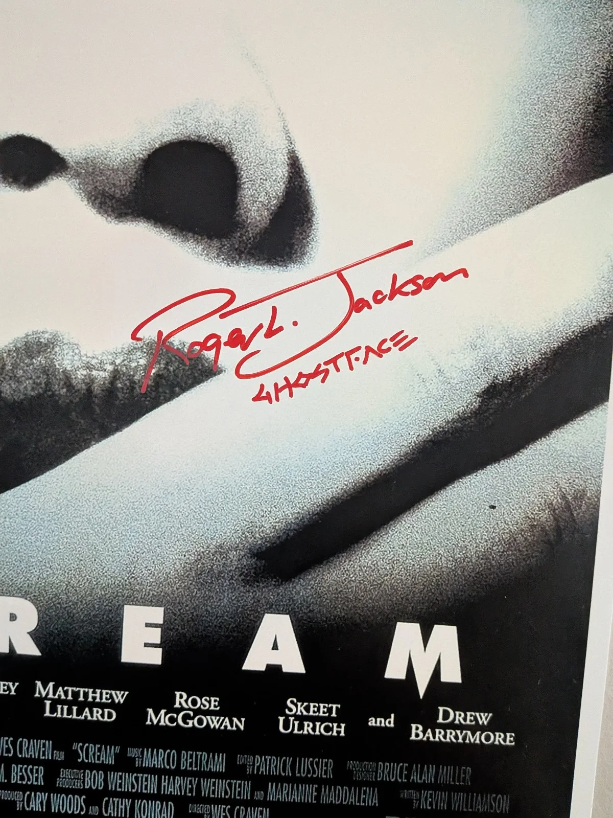 Roger JACKSON Signed SCREAM 11x17 Poster Voice of Ghostface Auto BAS QR JSA ZR, изображение 2
