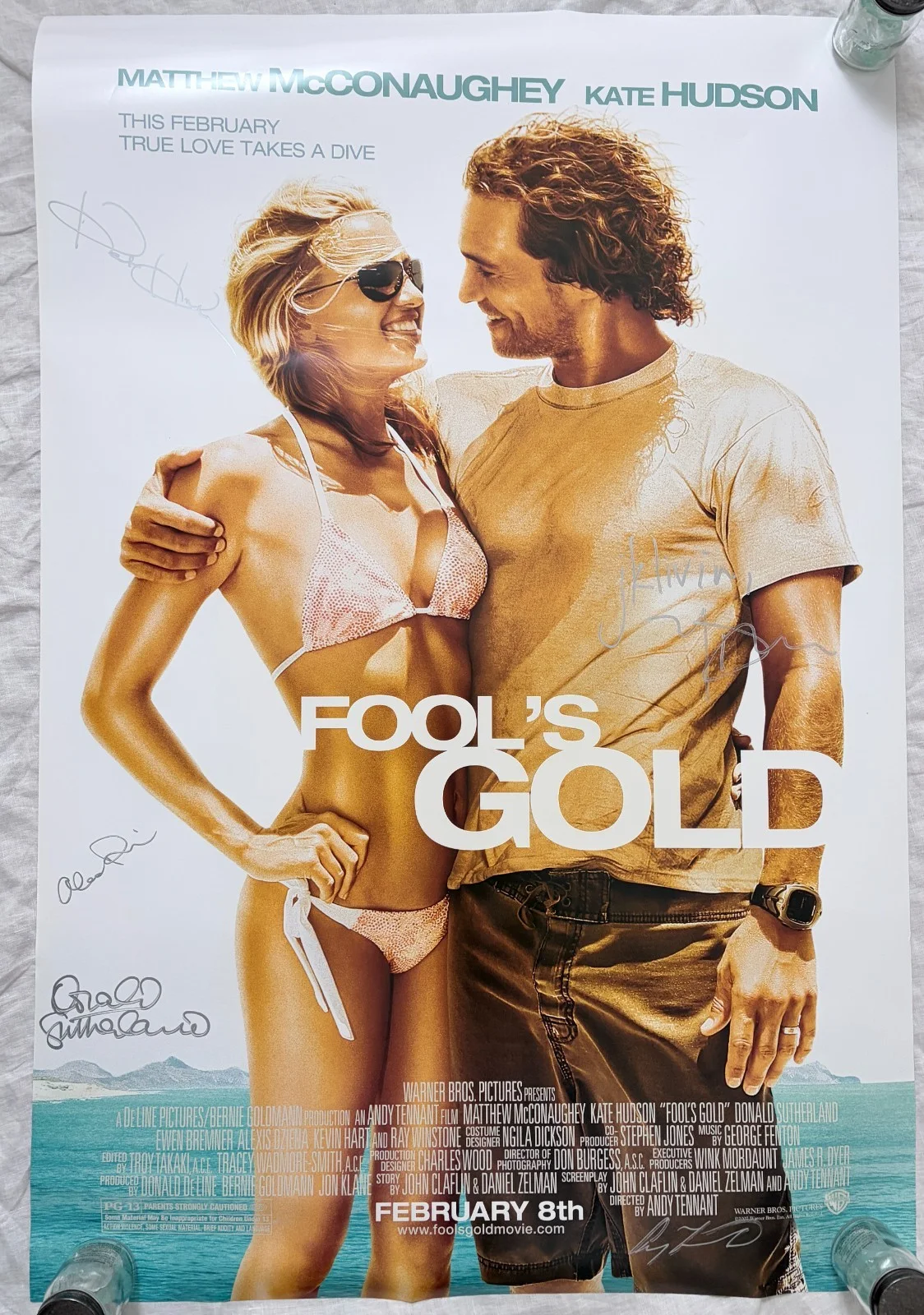 Kate Hudson — Fool's Gold Cast Signed x5 DS Movie Poster 27x40 Matthew McConaughey Kate Hudson, изображение 2