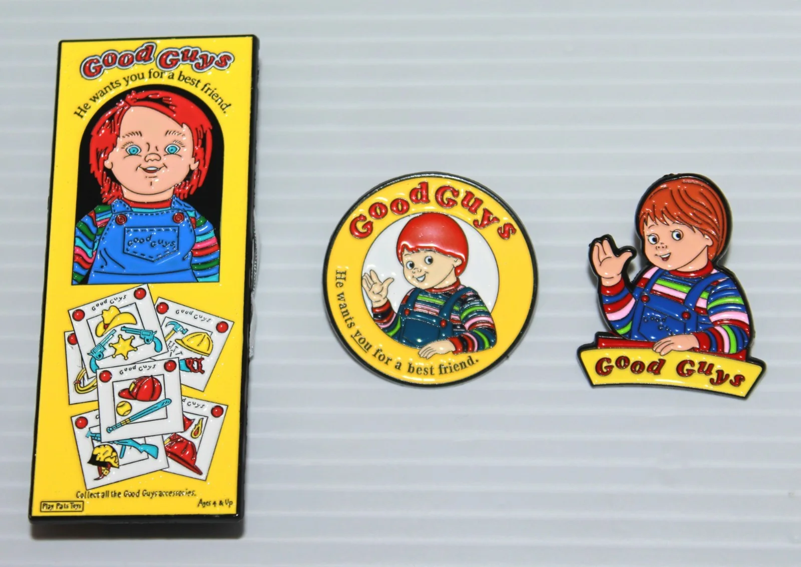 Child’s Play Chucky Enamel Pin Badge Set – Good Guys Retro Horror Collectible, изображение 2