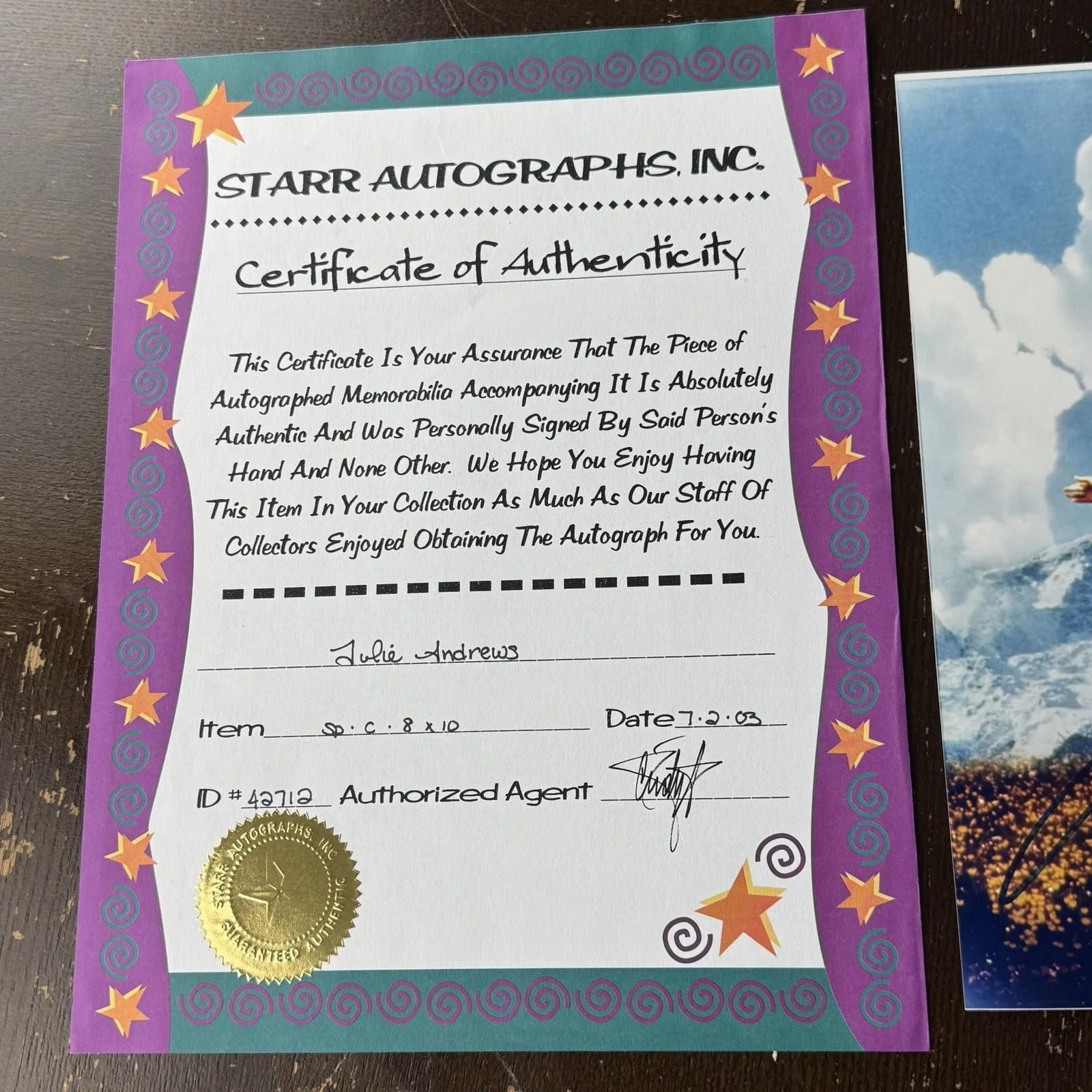 Julie Andrews Signed 8x10 Color Photo With COA Sound Of Music Autograph Starr, изображение 3