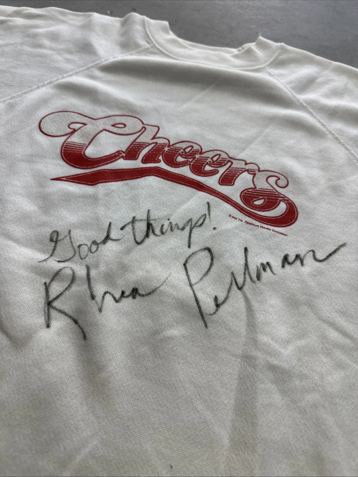 Autographed 80S Cheers Crewneck - Rhea Pullman Autographed Cheers Tv Show Sz L, изображение 2