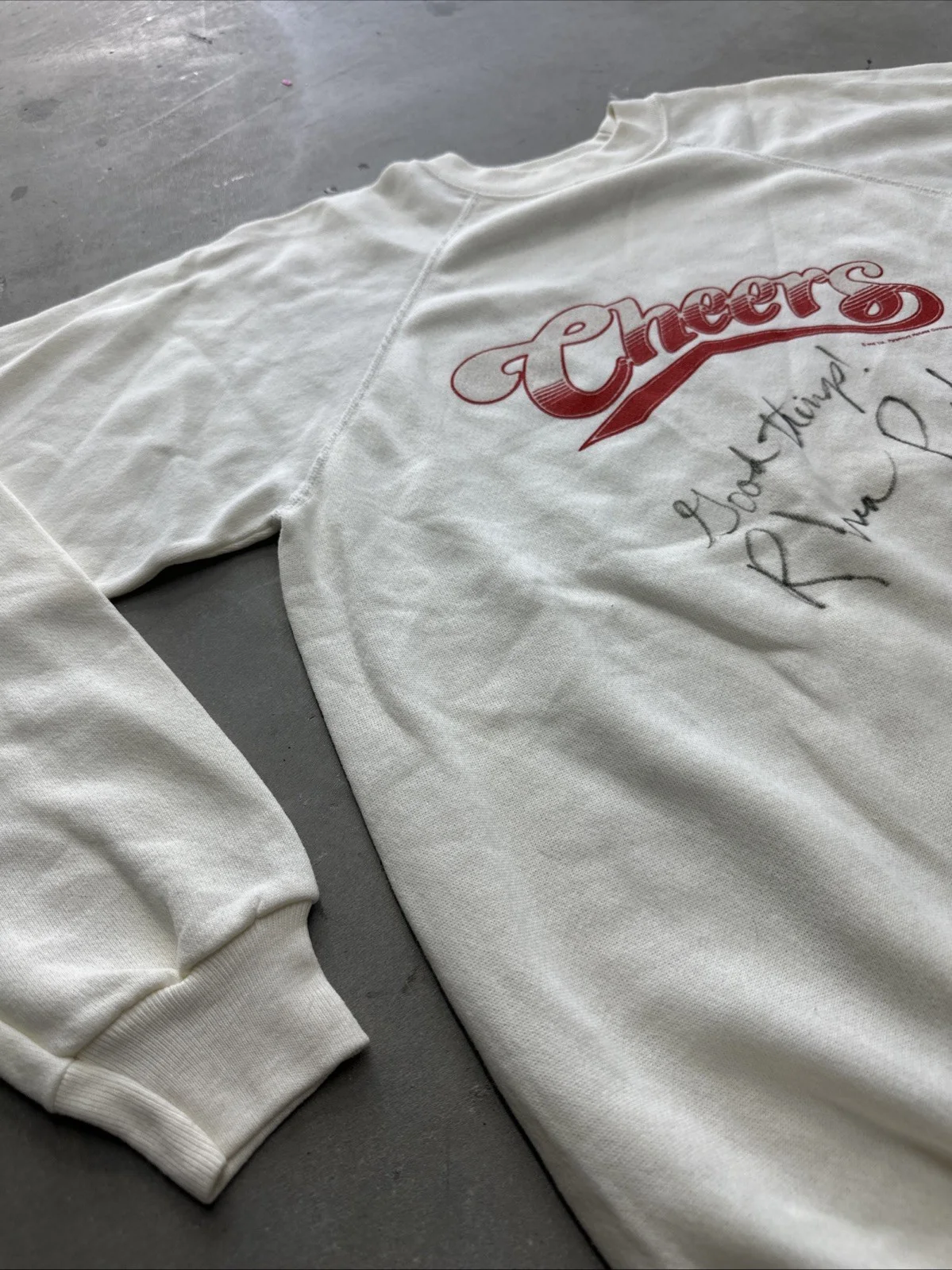 Autographed 80S Cheers Crewneck - Rhea Pullman Autographed Cheers Tv Show Sz L, изображение 3