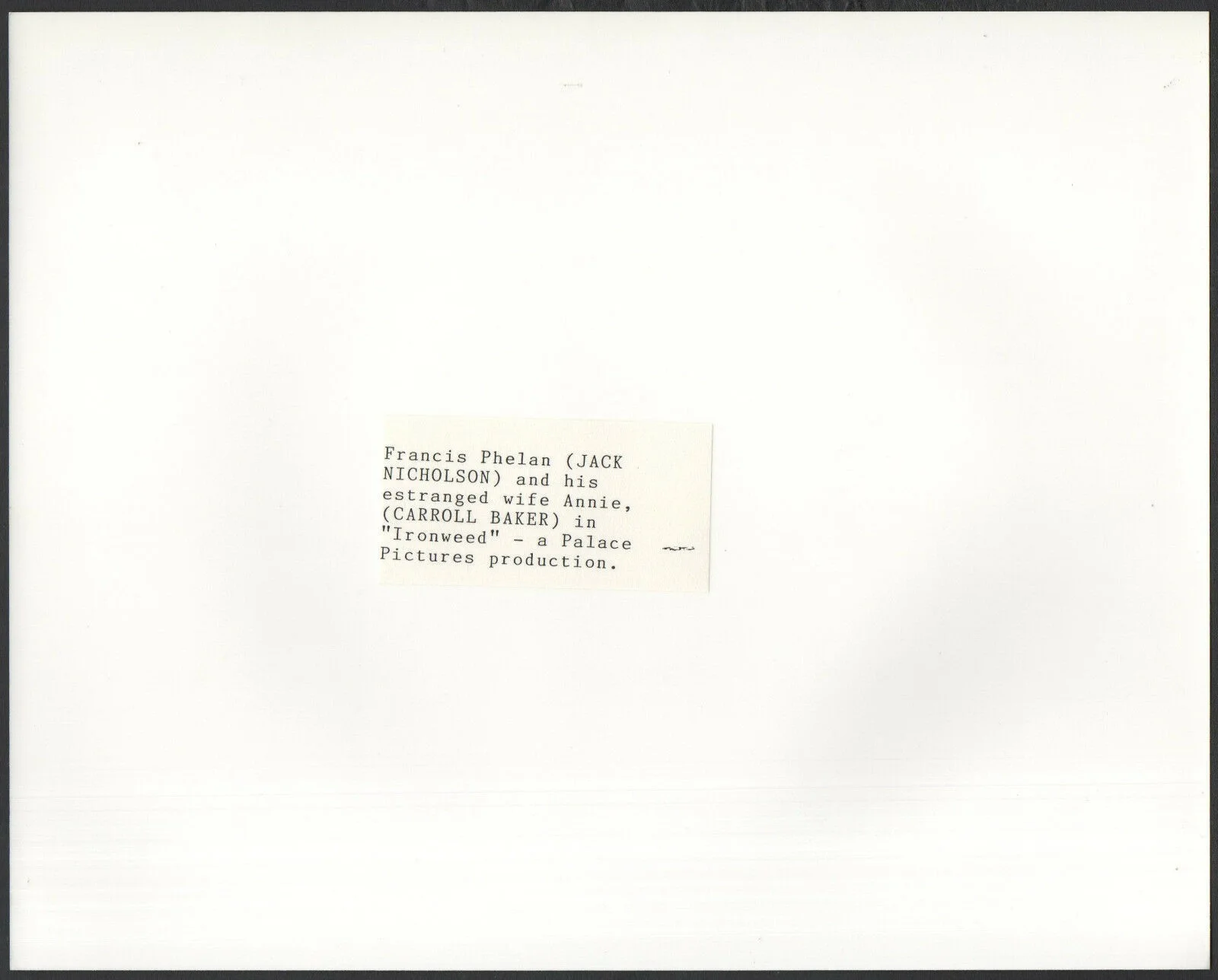 IRONWEED 1987 Jack Nicholson, Carroll Baker * Hector Babenco 10x8 STILL, image 2