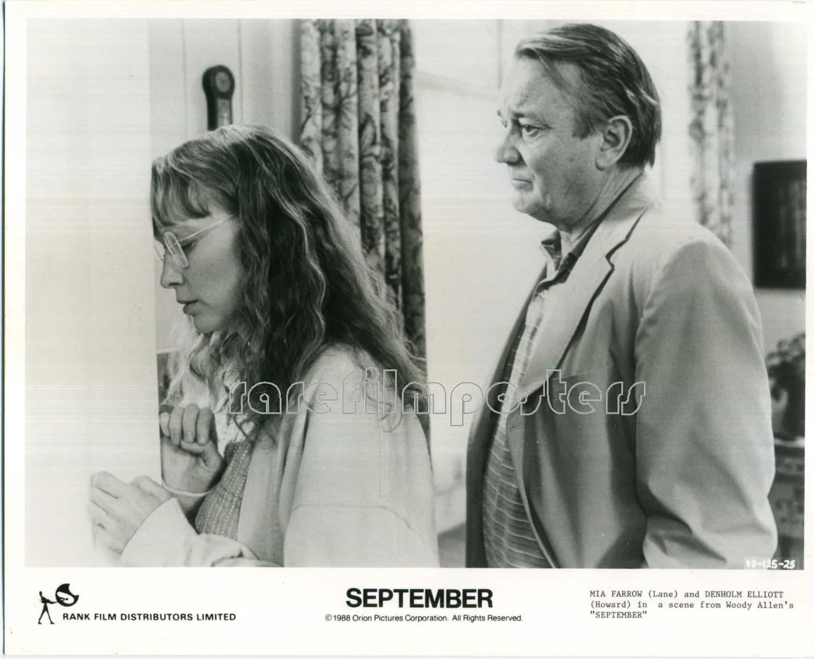 SEPTEMBER 1987 Mia Farrow, Denholm Elliott, Dianne Wiest 2 10x8 STILLS, изображение 2