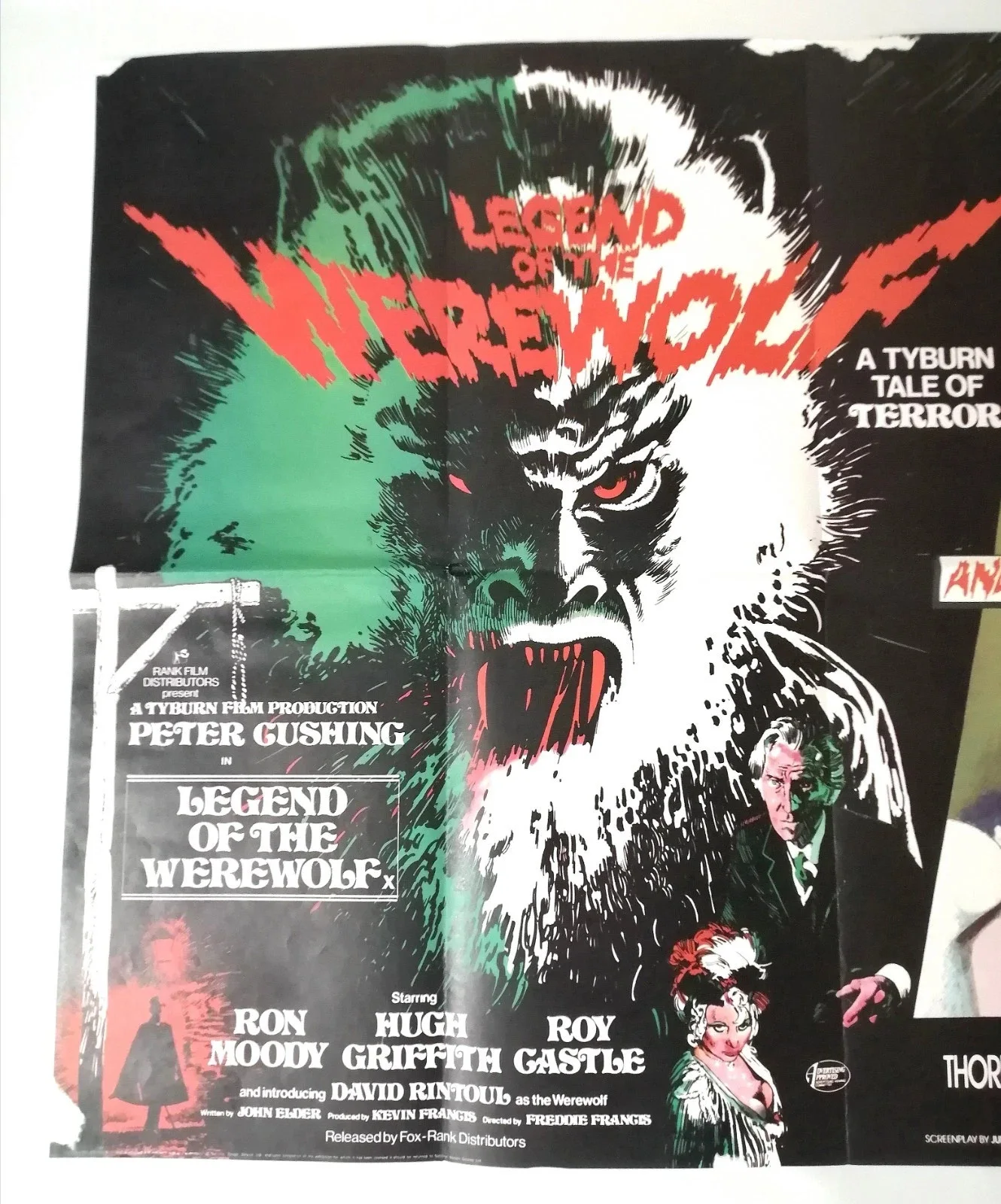 1970's Legend of the Werewolf/ Vampire Circus Quad Movie Poster 40" x 30", изображение 2