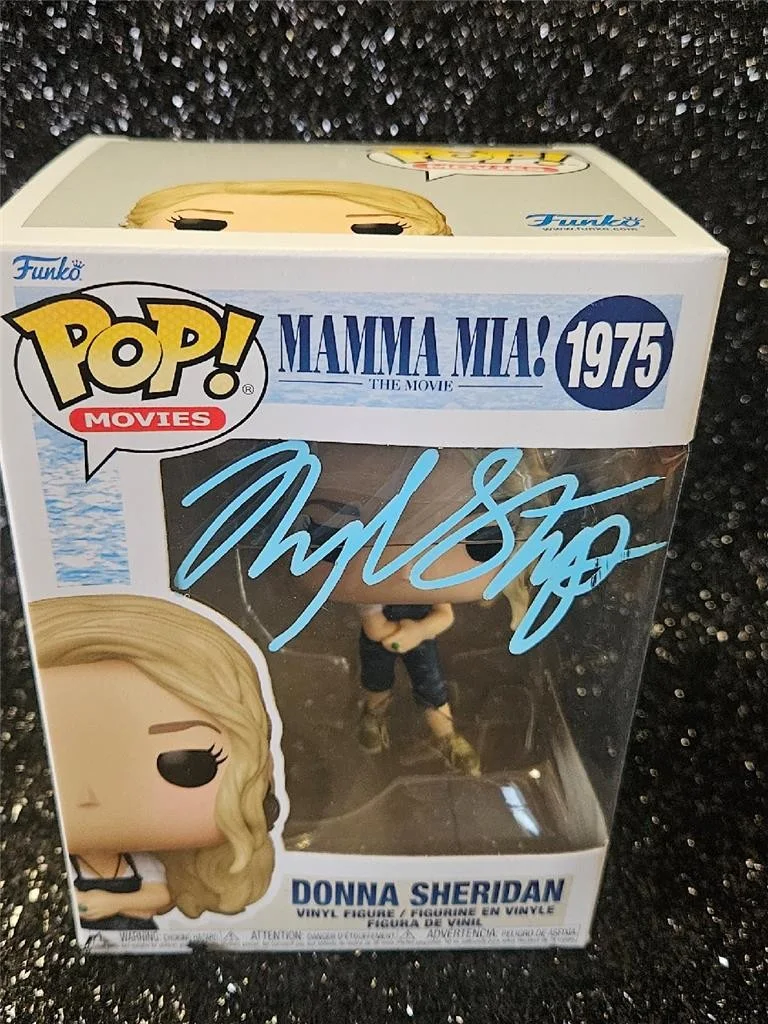 MERYL STREEP — MERYL STREEP HAND SIGNED AUTOGRAPHED FUNKO POP! MAMMA MIA DONNA SERIDAN 1975 COA