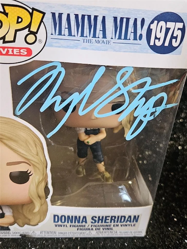 MERYL STREEP — MERYL STREEP HAND SIGNED AUTOGRAPHED FUNKO POP! MAMMA MIA DONNA SERIDAN 1975 COA, изображение 2