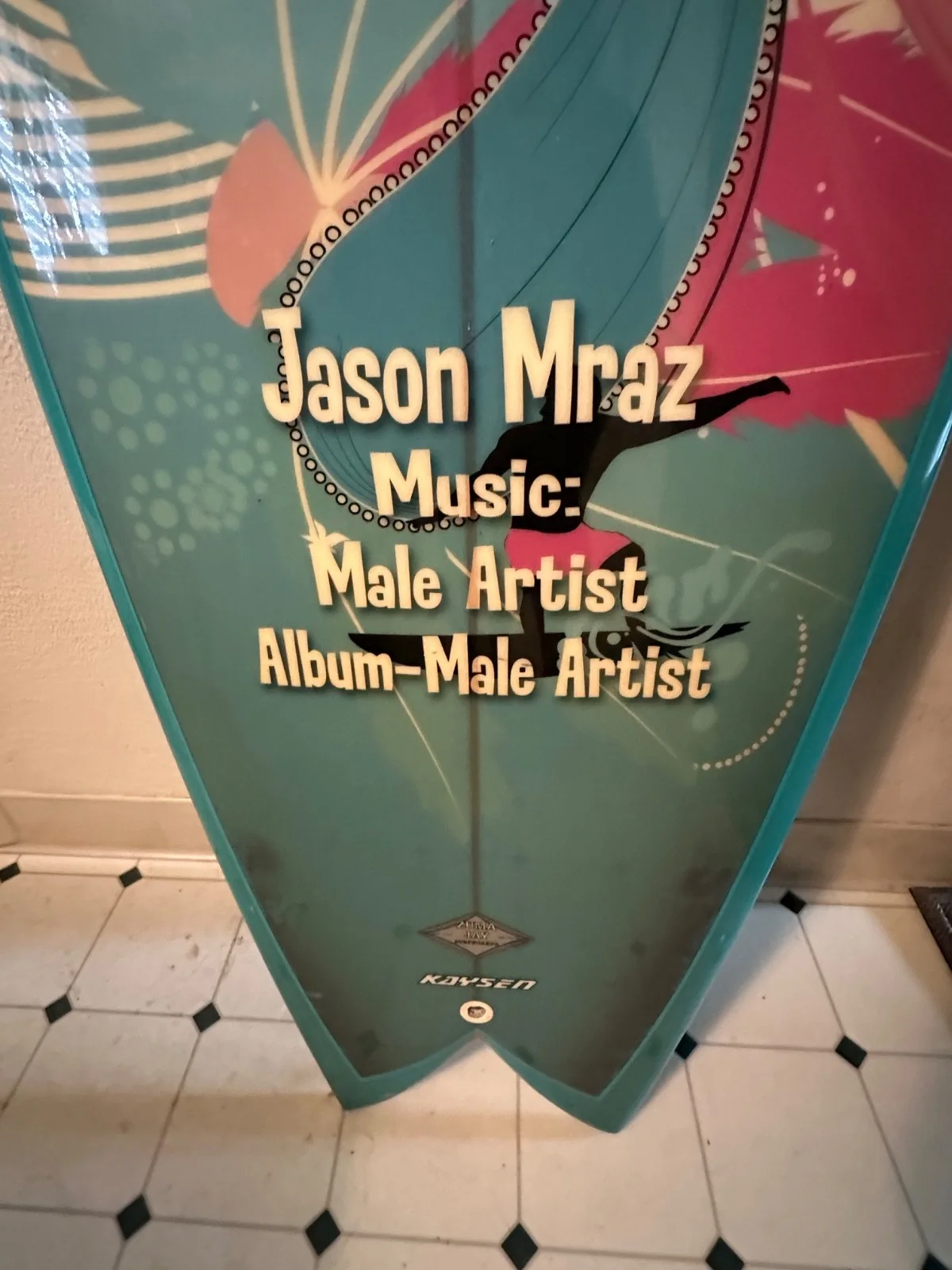 2009 Teen Choice Award Surf Board signed by Jason Mraz, image 2