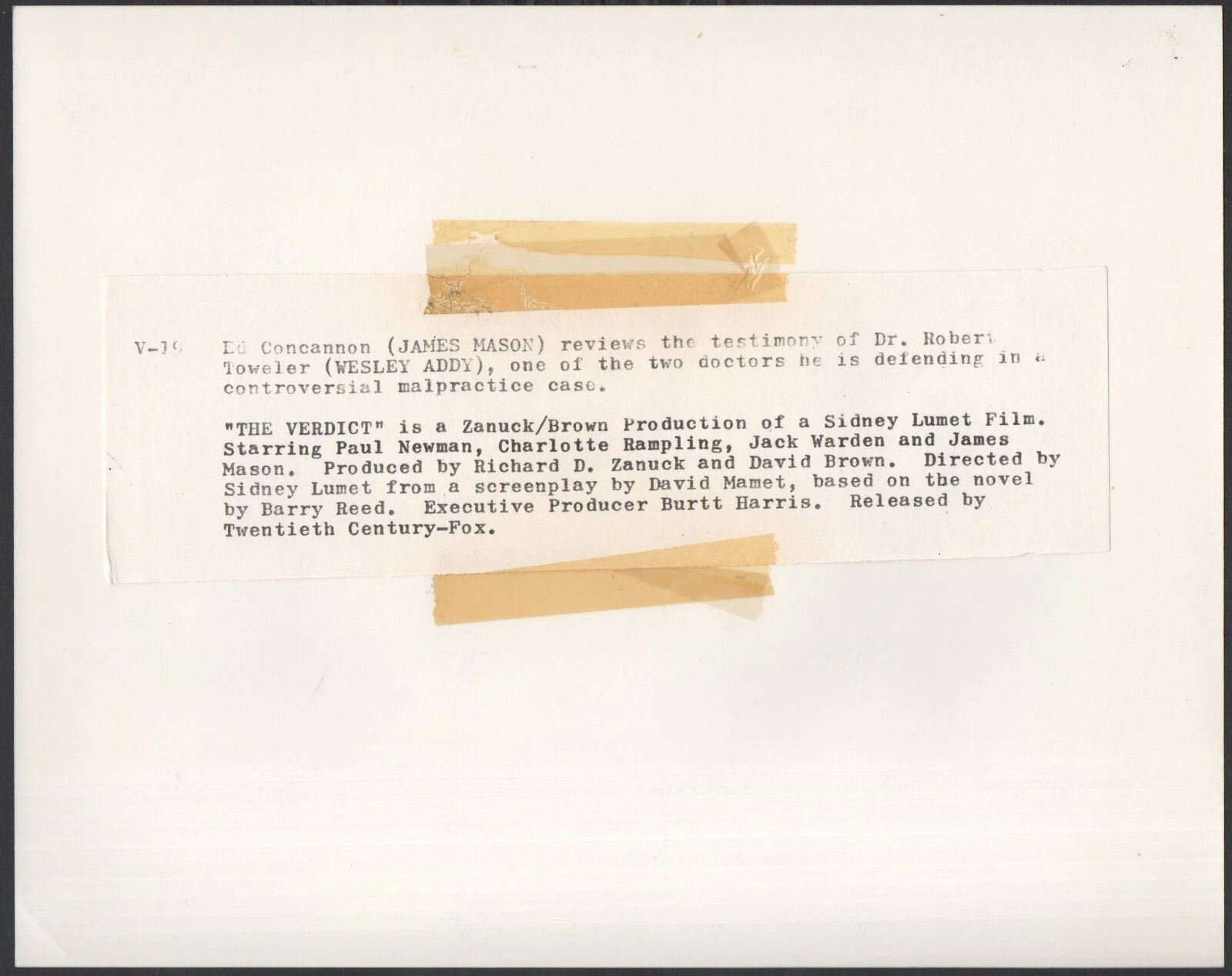 VERDICT 1982 Sidney Lumet * James Mason, Wesley Addy 10x8 STILL, image 2