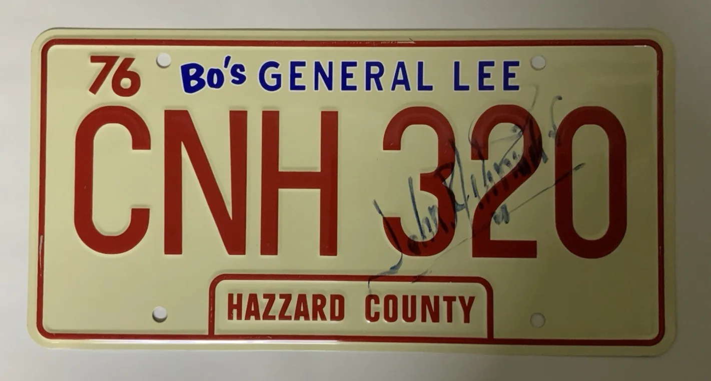 John Schneider — JOHN SCHNEIDER signed Dukes Of Hazzard Bo's General Lee Metal License Plate
