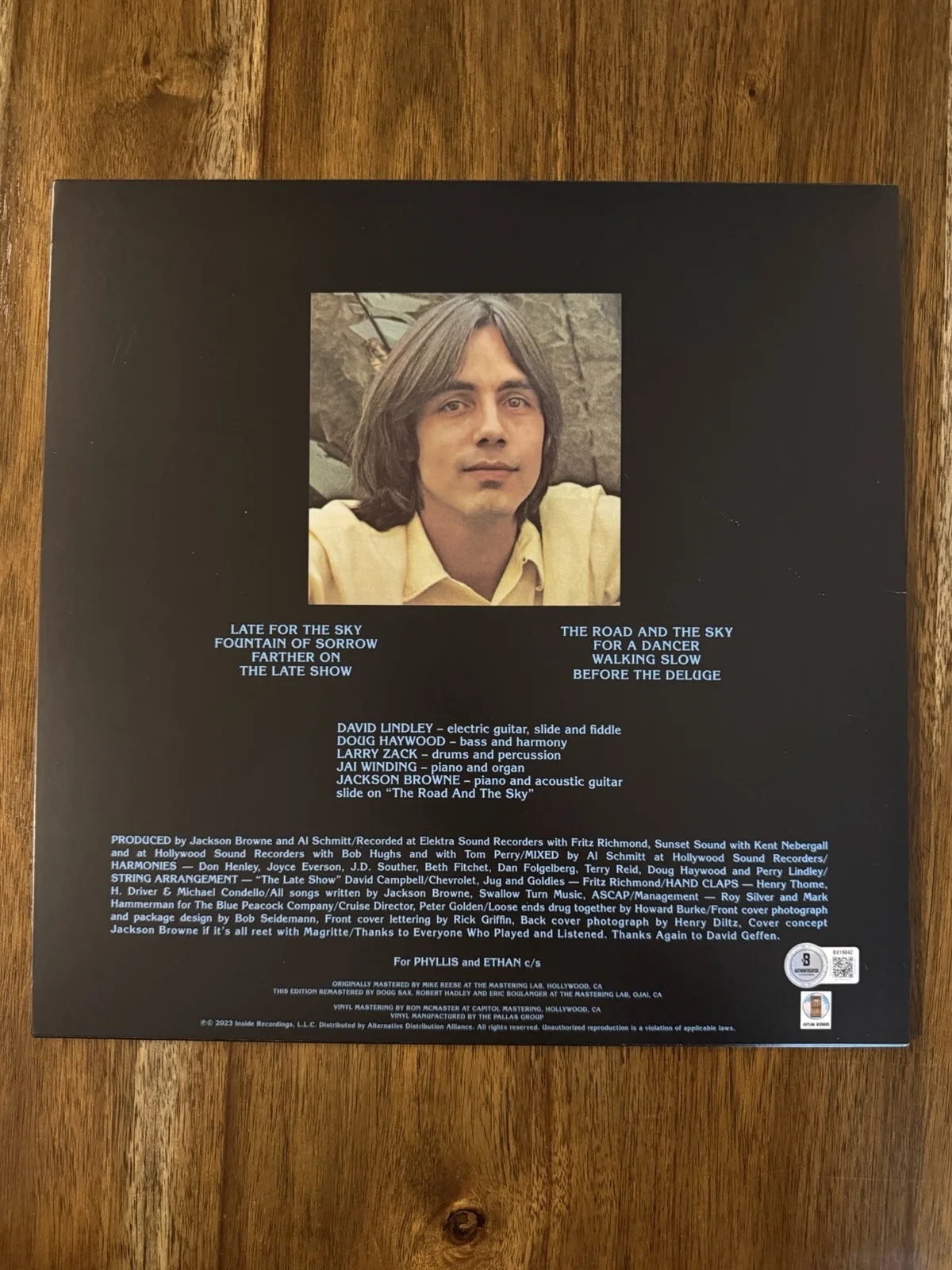 ‘Jackson Browne’ Signed Vinyl Album ‘Late For The Sky’ Beckett Certified, изображение 2