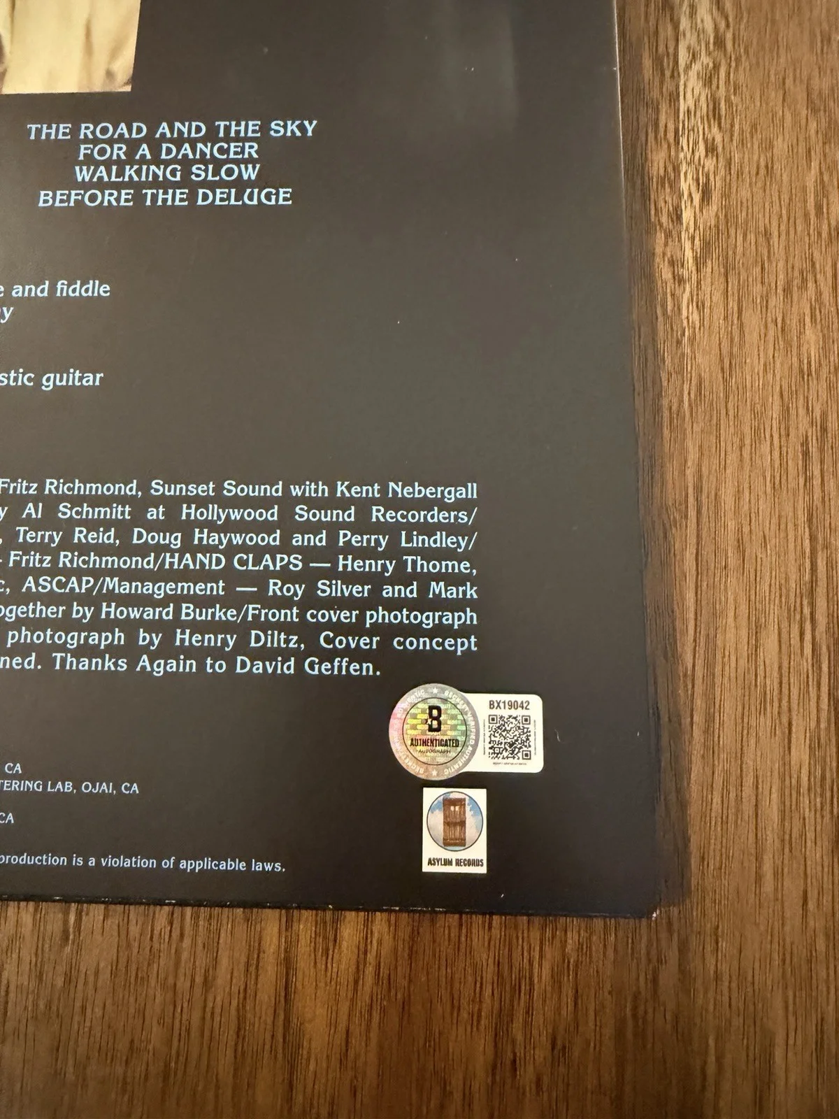 ‘Jackson Browne’ Signed Vinyl Album ‘Late For The Sky’ Beckett Certified, изображение 3