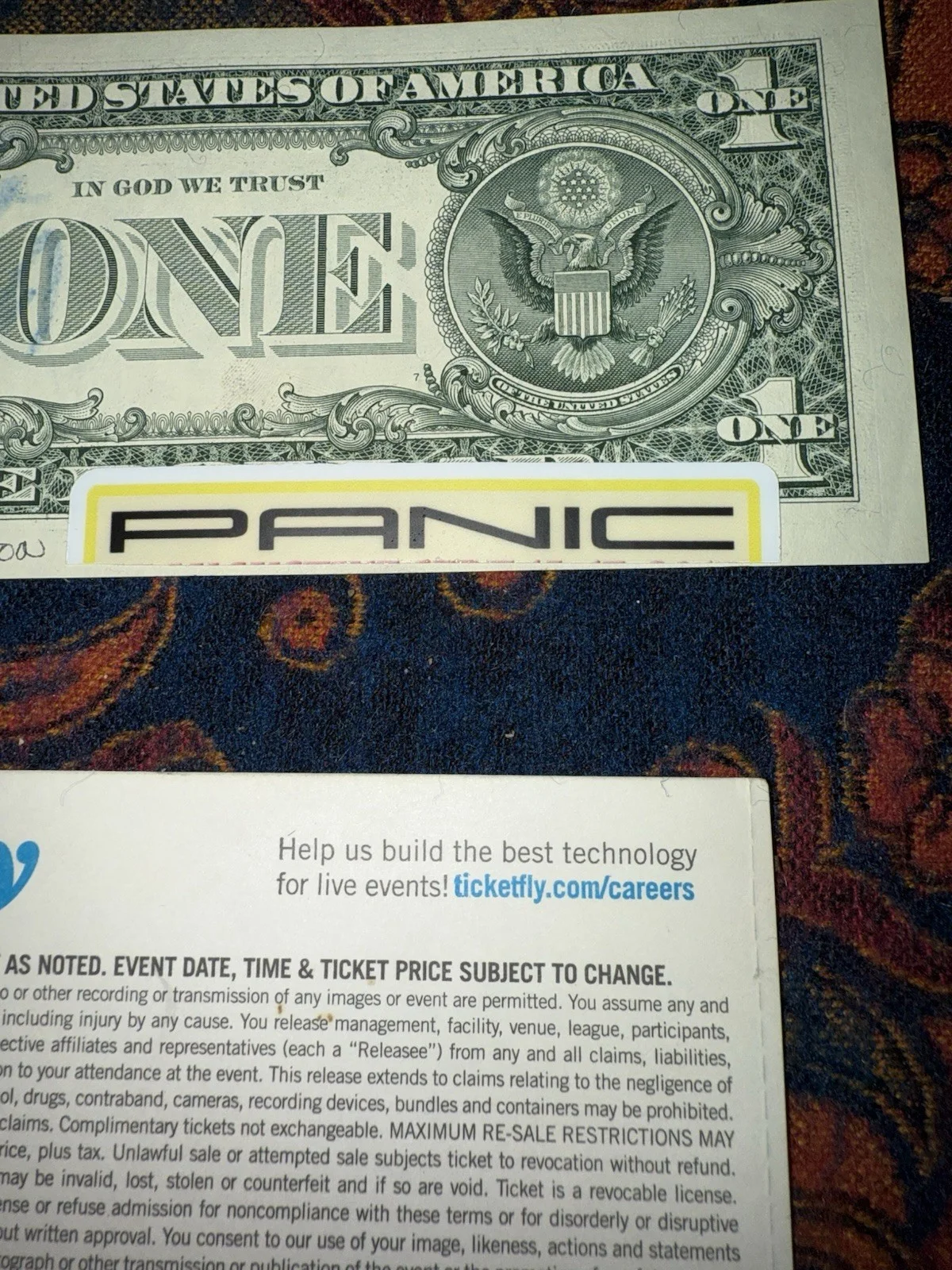 2015 Billy Bob Thornton Autographed Dollar Bill & Georgia Theatre Athens GA Stub, image 4