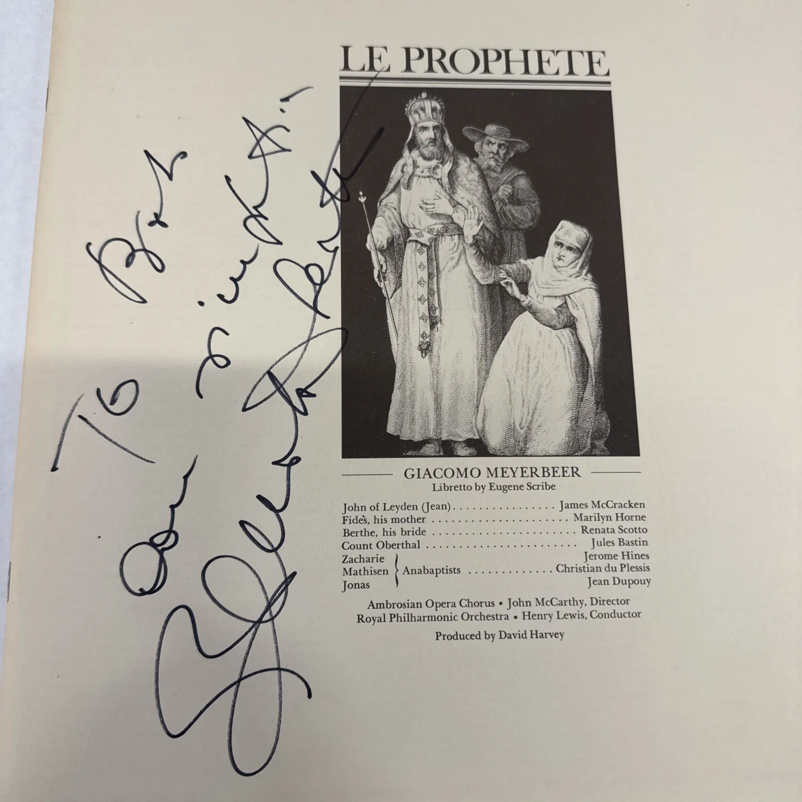 RENATA SCOTTO Signed Autographed Liner Notes Le Prophete & Suor Angelica, image 3