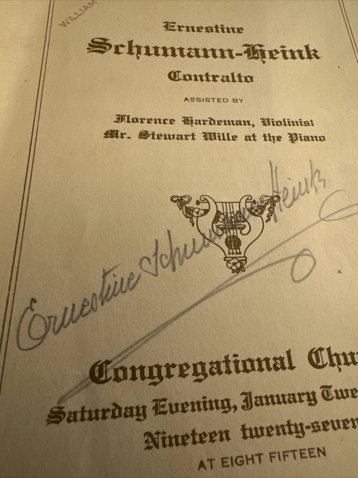 Ernestine Schumann Heink 1927 SIGNED Concert Program, image 2