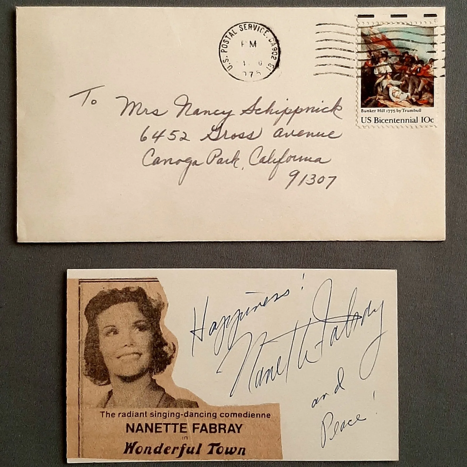 Nanette Fabray — 1975 Singer Dancer Nanette Fabray Hand Signed Index Card Musical Wonderful Town, image 2