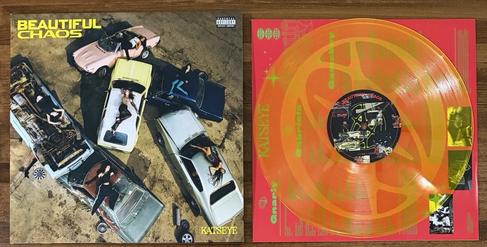 Katseye SIGNED Beautiful Chaos Album Card & Vinyl LP Beckett BAS COA Autograph, изображение 2