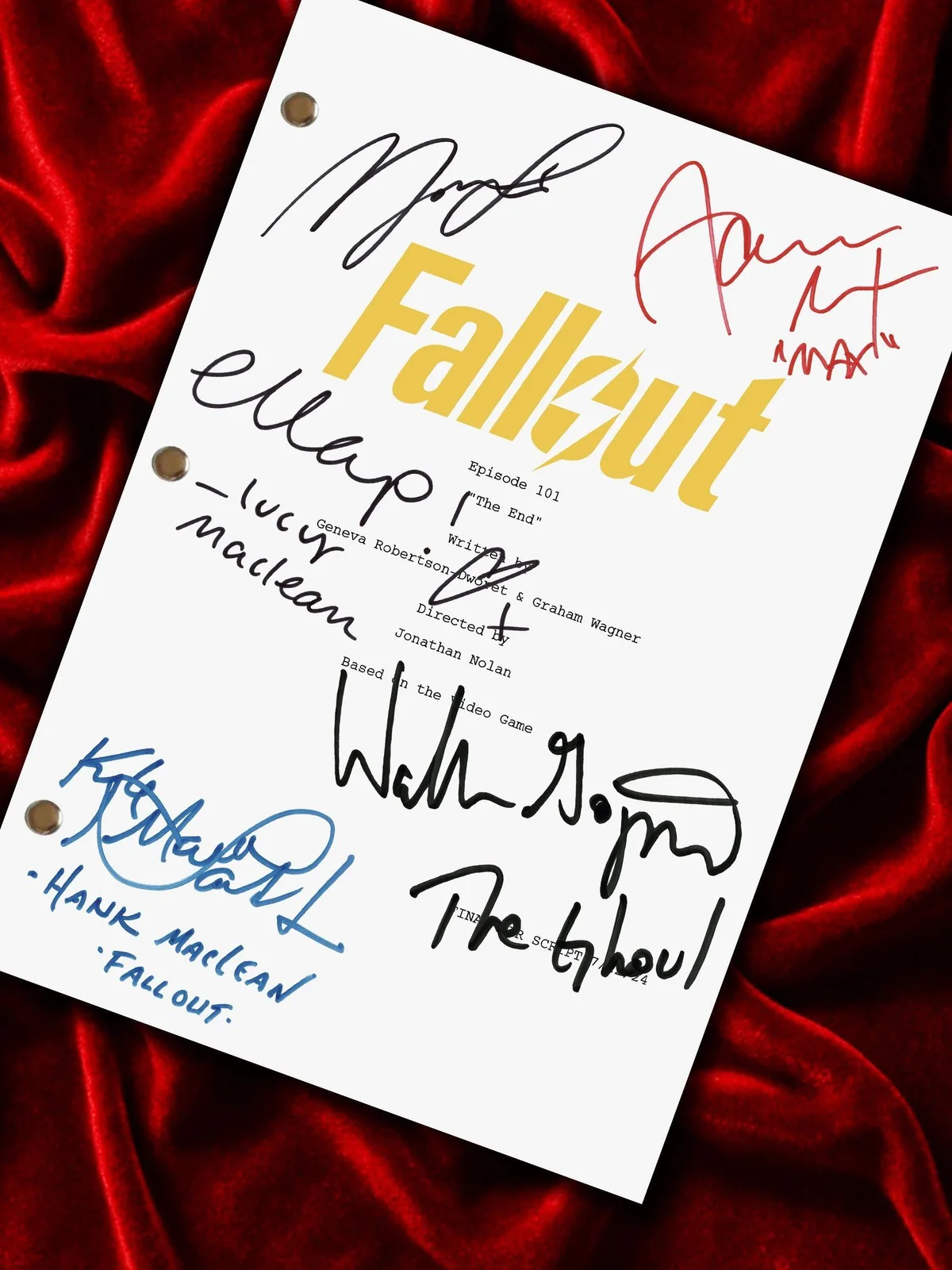 Fallout Signed Pilot Script, Framed Reproduction & Walton Goggins & Cast, image 3