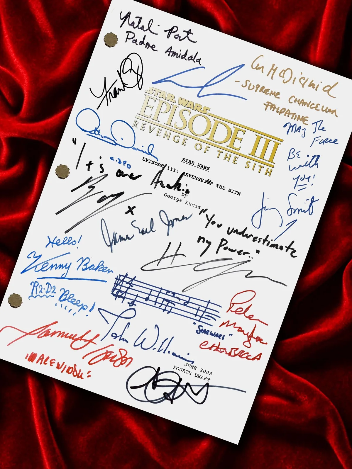 Star Wars: Episode III - Revenge of the Sith Signed Movie Script, Reproduction, изображение 3