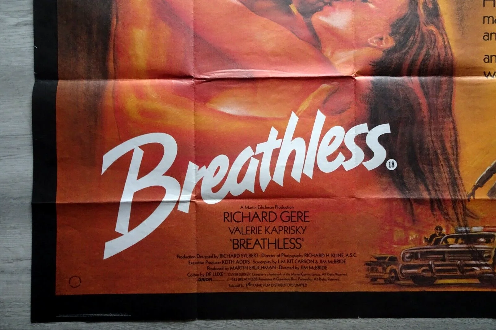 Breathless Poster Cinema Quad Vintage 1983 Richard Gere Valerie Kaprisky, изображение 2