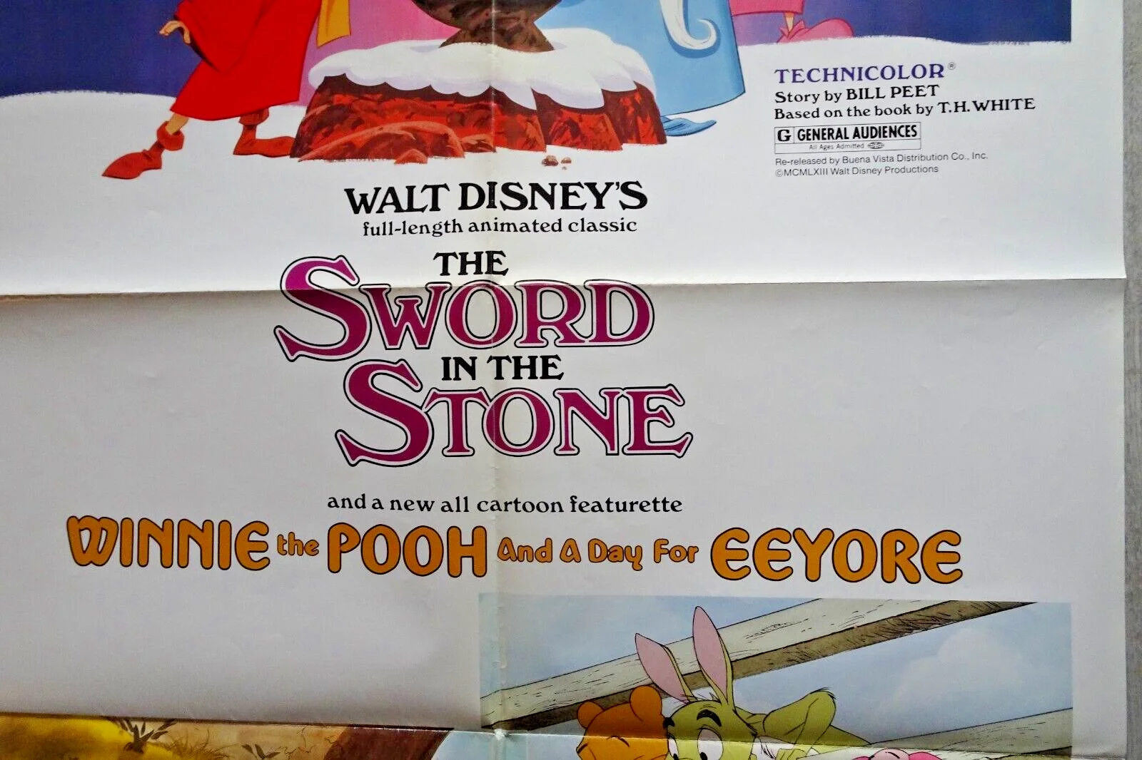 The Sword in the Stone Poster Winnie the Pooh Eeyore One Sheet Disney 1983 RR, изображение 4