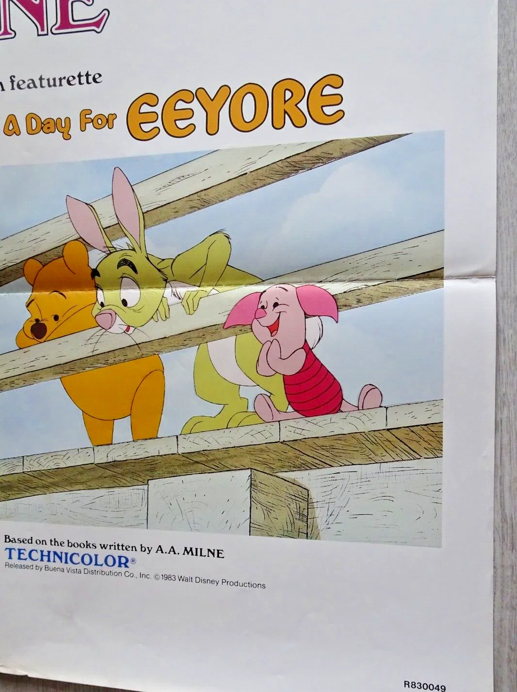 The Sword in the Stone Poster Winnie the Pooh Eeyore One Sheet Disney 1983 RR, изображение 5