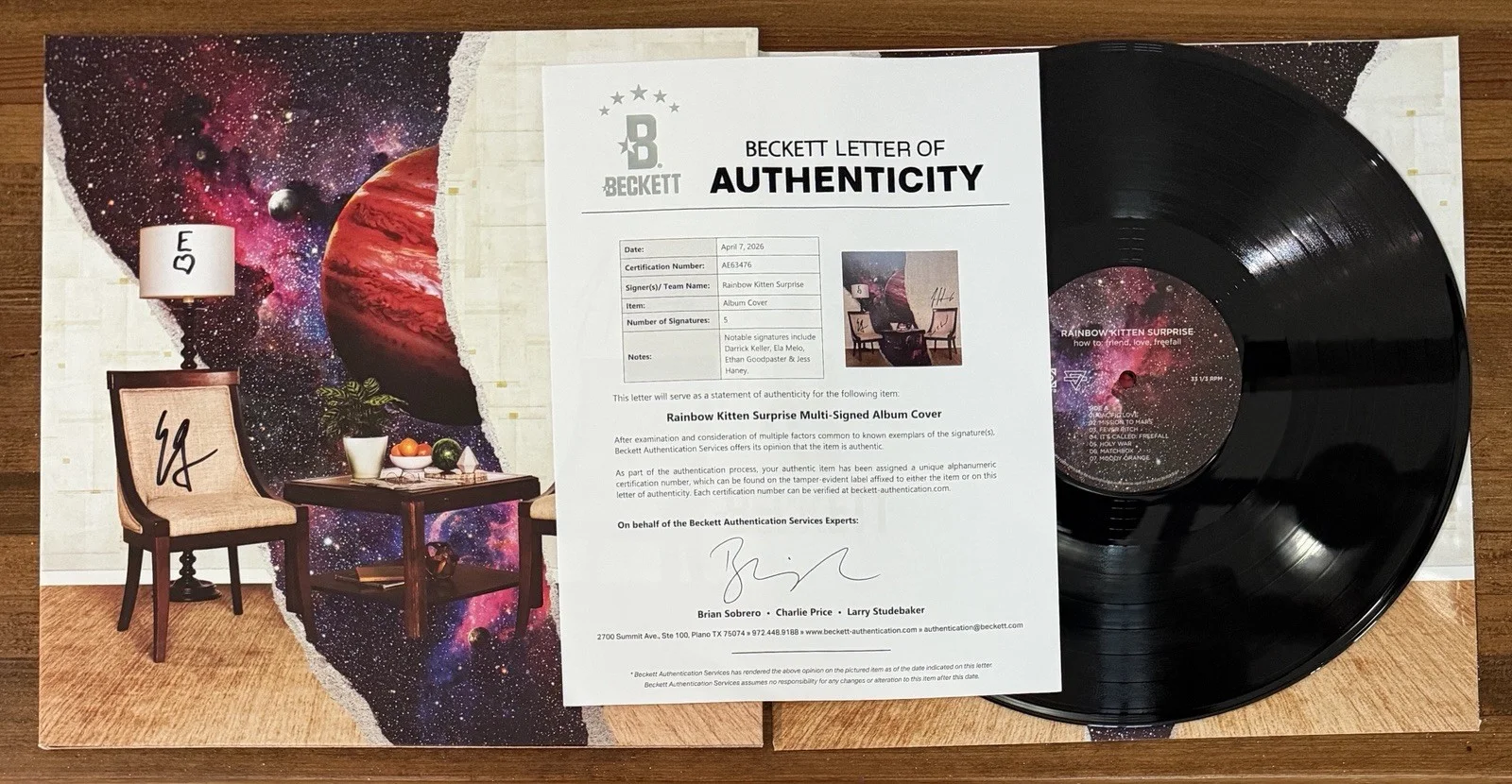 Rainbow Kitten Surprise — Rainbow Kitten Surprise SIGNED How To Friend Love Vinyl LP Beckett BAS COA Auto, image 2