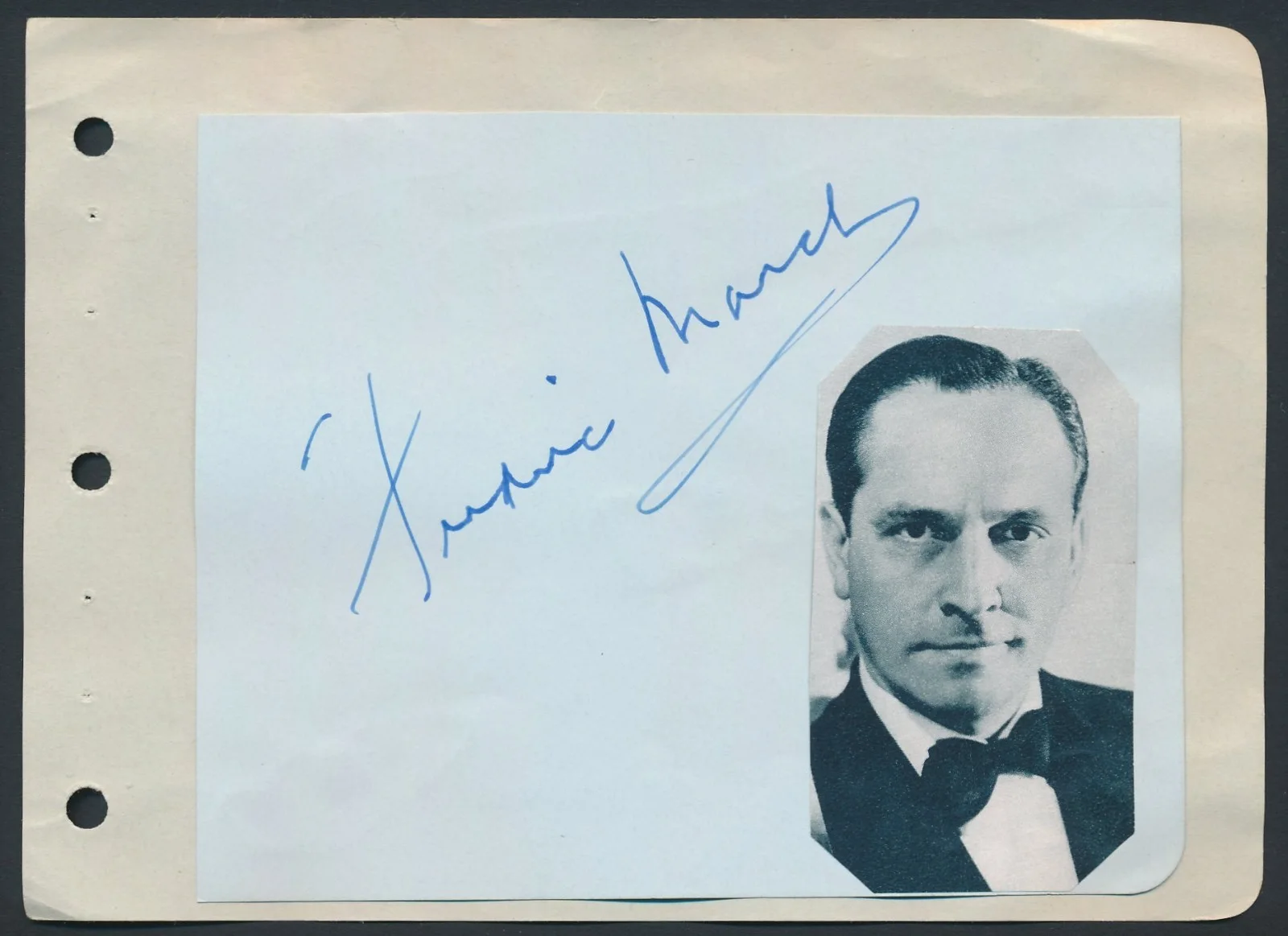 Fredric March - 1940's Signed Page w/ Orig 1940's "Dr. Jekyll & Mr. Hyde" Photo, изображение 2