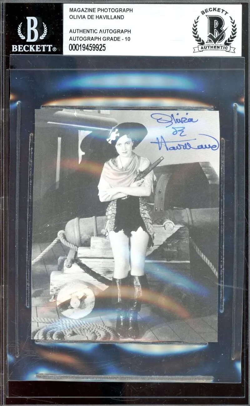 Olivia De Havilland — Olivia De Havilland Gem Mint 10 Beckett BAS Signed 3x4 Magazine Photo Autograph