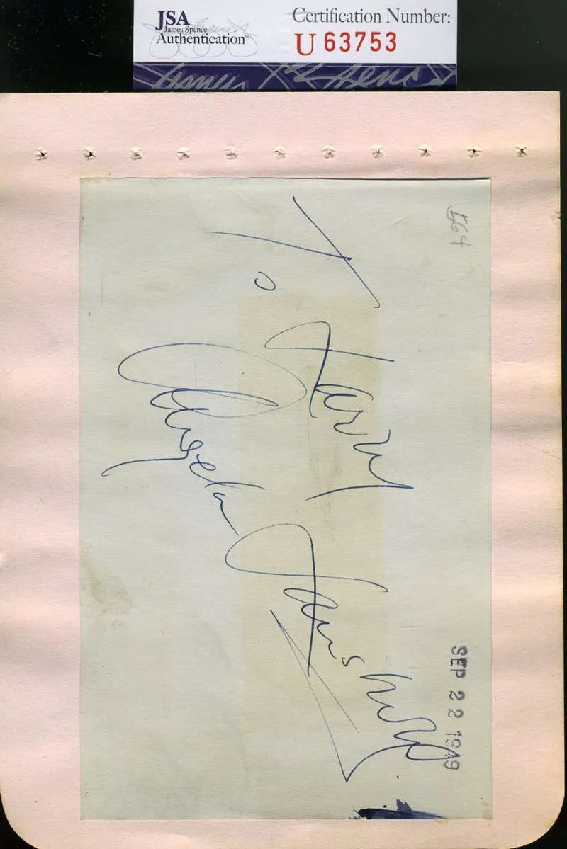 ANGELA LANSBURY — Angela Lansbury Jsa Coa Hand Signed Vintage 1949 Album Page Autograph Authentic